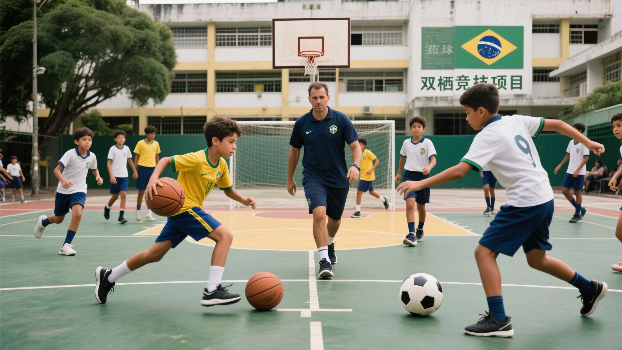 日本vs巴西足球比赛 仔细分析,你会发现,“篮球”和“足球”之间早已不是对立关系。在一些大城市学校,无
